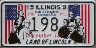 1991 Illinois "Bill of Rights" special event plate