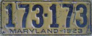 1923 Maryland passenger car plate