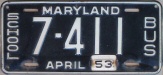 1953 Maryland school bus plate