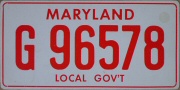 Maryland movie prop 1975-1980 local government vehicle plate