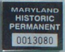 Maryland historic vehicle permanent sticker