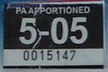 close-up of 2005 apportioned expiration sticker