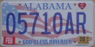 flat Alabama God Bless America without sticker boxes