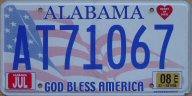 flat Alabama God Bless America with sticker boxes