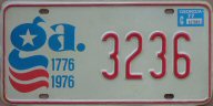 Georgia optional Bicentennial plate