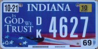 blue Indiana In God We Trust with recycle logo