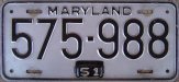 Maryland passenger car plate