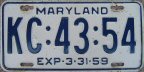 1959 KC-prefixed plate