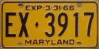 1966 Maryland passenger car plate