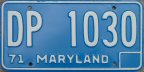 1971 Maryland passenger car plate