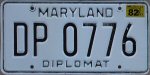 Maryland government license plate