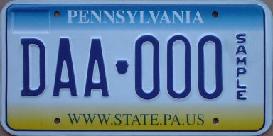 Keystone State No Logo SPECIMEN  Phone Card 10m Pennsylvania License Plate Card