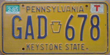 Keystone State No Logo SPECIMEN  Phone Card 10m Pennsylvania License Plate Card 