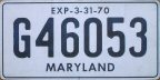 movie prop 1970 Maryland plate