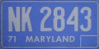 movie prop 1971 Maryland passenger car plate