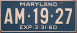 toy 1960 Maryland plate